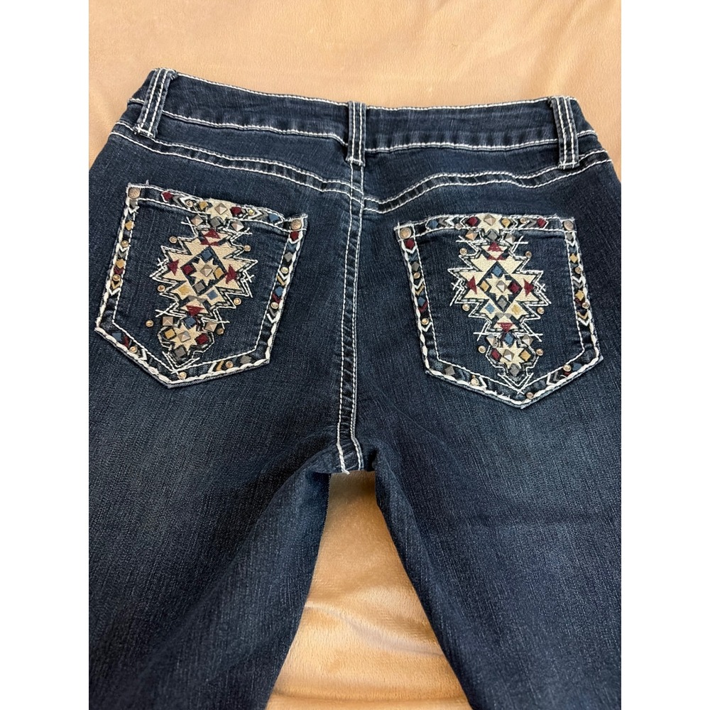 New Directions Weekend Women's Bootcut Jeans Dark Wash Embroidered Size 28